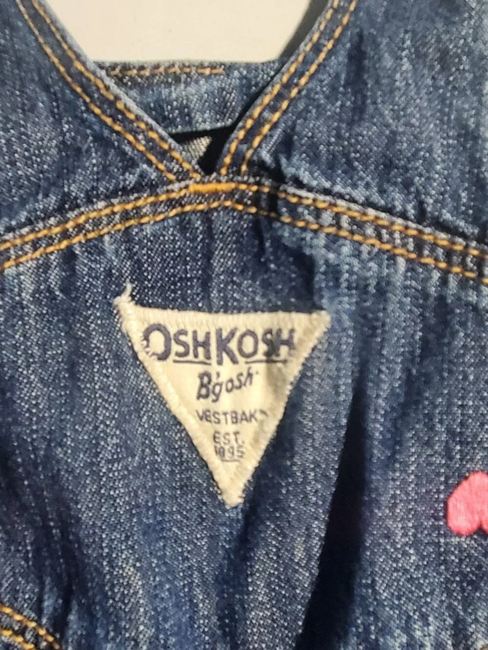 Oshkosh B’gosh Heart Embroidered Denim Shortalls sz 24 months